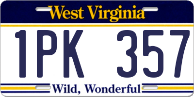 WV license plate 1PK357