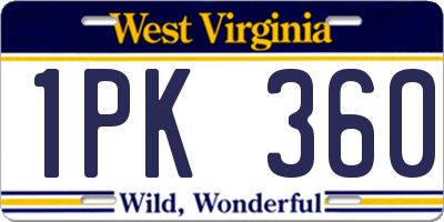 WV license plate 1PK360