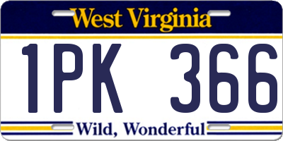 WV license plate 1PK366