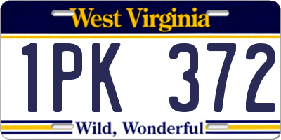 WV license plate 1PK372
