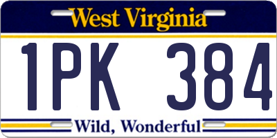 WV license plate 1PK384