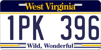 WV license plate 1PK396