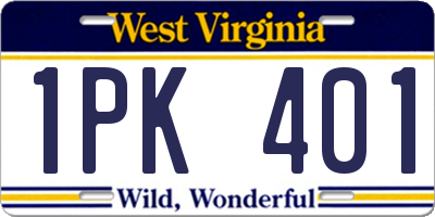 WV license plate 1PK401