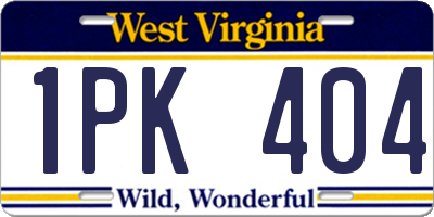 WV license plate 1PK404