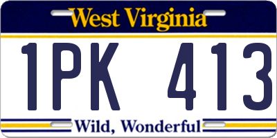 WV license plate 1PK413