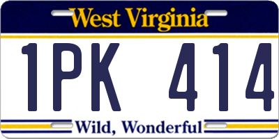 WV license plate 1PK414
