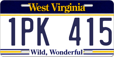WV license plate 1PK415