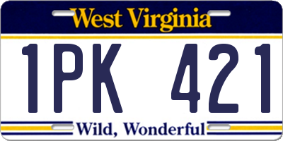 WV license plate 1PK421