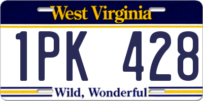 WV license plate 1PK428