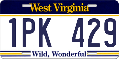WV license plate 1PK429