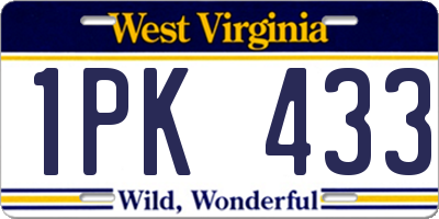 WV license plate 1PK433