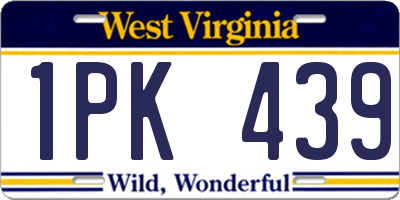 WV license plate 1PK439