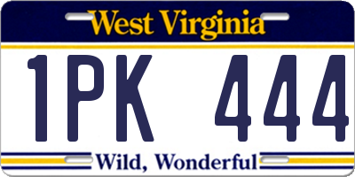 WV license plate 1PK444
