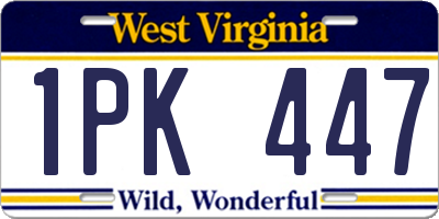 WV license plate 1PK447