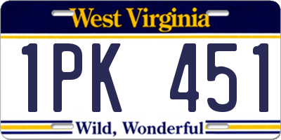 WV license plate 1PK451