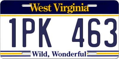 WV license plate 1PK463