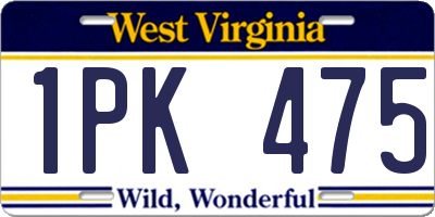 WV license plate 1PK475