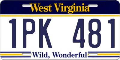 WV license plate 1PK481