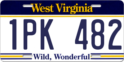 WV license plate 1PK482