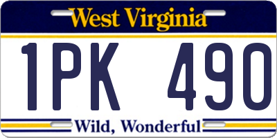 WV license plate 1PK490