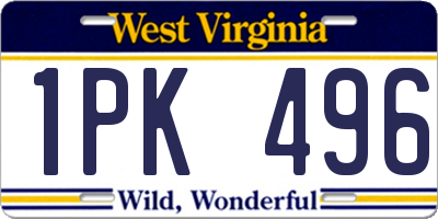 WV license plate 1PK496