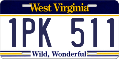 WV license plate 1PK511