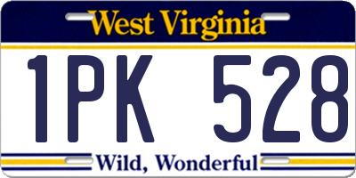 WV license plate 1PK528