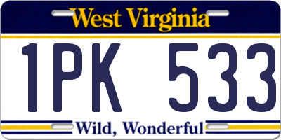 WV license plate 1PK533