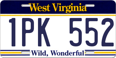 WV license plate 1PK552