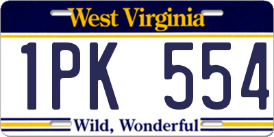 WV license plate 1PK554