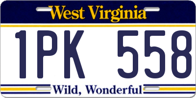 WV license plate 1PK558