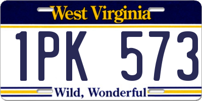 WV license plate 1PK573