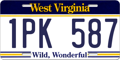 WV license plate 1PK587