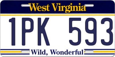 WV license plate 1PK593