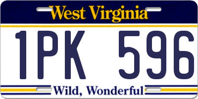 WV license plate 1PK596