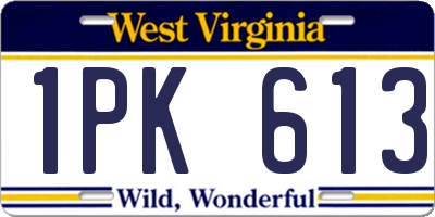 WV license plate 1PK613