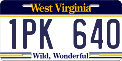 WV license plate 1PK640
