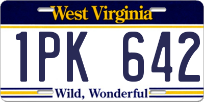 WV license plate 1PK642