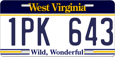 WV license plate 1PK643