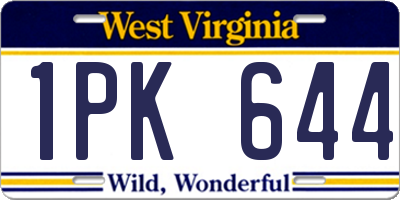 WV license plate 1PK644