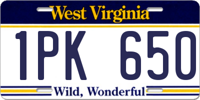 WV license plate 1PK650