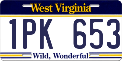 WV license plate 1PK653