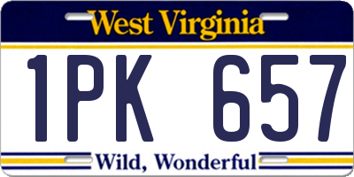 WV license plate 1PK657