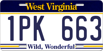 WV license plate 1PK663