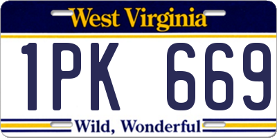 WV license plate 1PK669