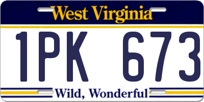 WV license plate 1PK673