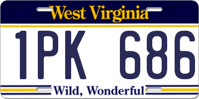 WV license plate 1PK686