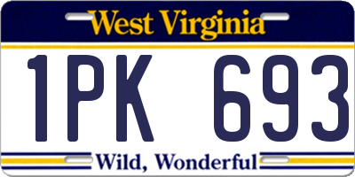 WV license plate 1PK693