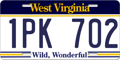 WV license plate 1PK702