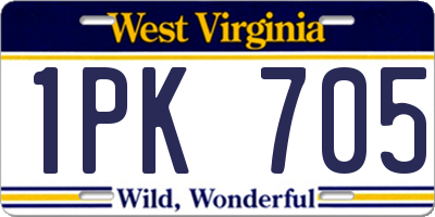 WV license plate 1PK705